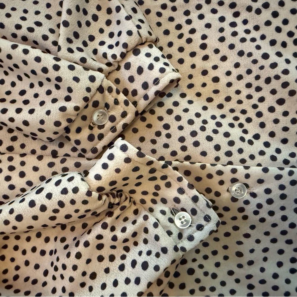 Vintage Fire Islander Womens Black Cream Polka Dot Ruffle Collar Blouse Size 18 - Picture 10 of 10